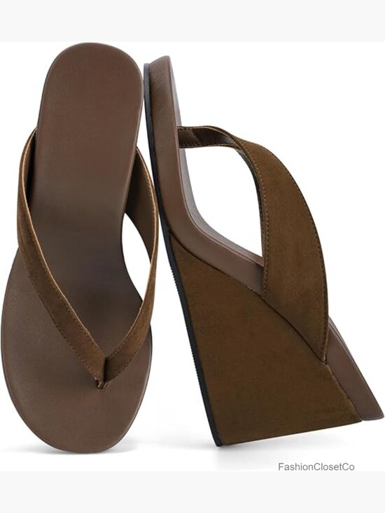 Shoes - Comfort Lightweight Platform Wedge Heel Thong Sandals